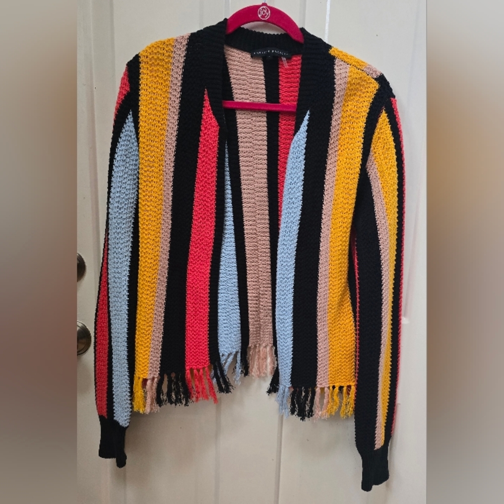 English Factory Colorful Striped Women's Open Sweater Size L